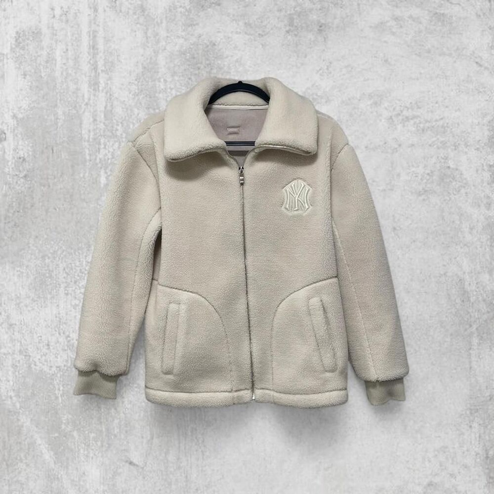 CFUN Kids New York Yankees Sherpa Fleece Jacket Cream Cozy Zip-Up Fits Women’s S